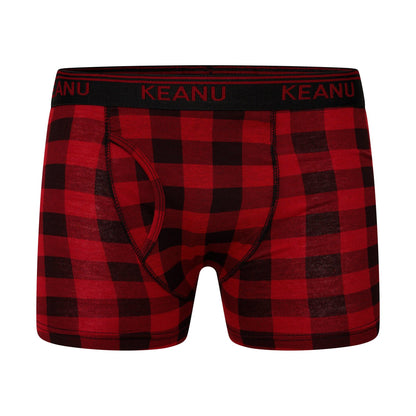 Dark Grey-Royal Blue-Black-White-Red-Light Blue - Side - Keanu Mens Checked Cotton Blend Boxer Shorts (Pack of 6)