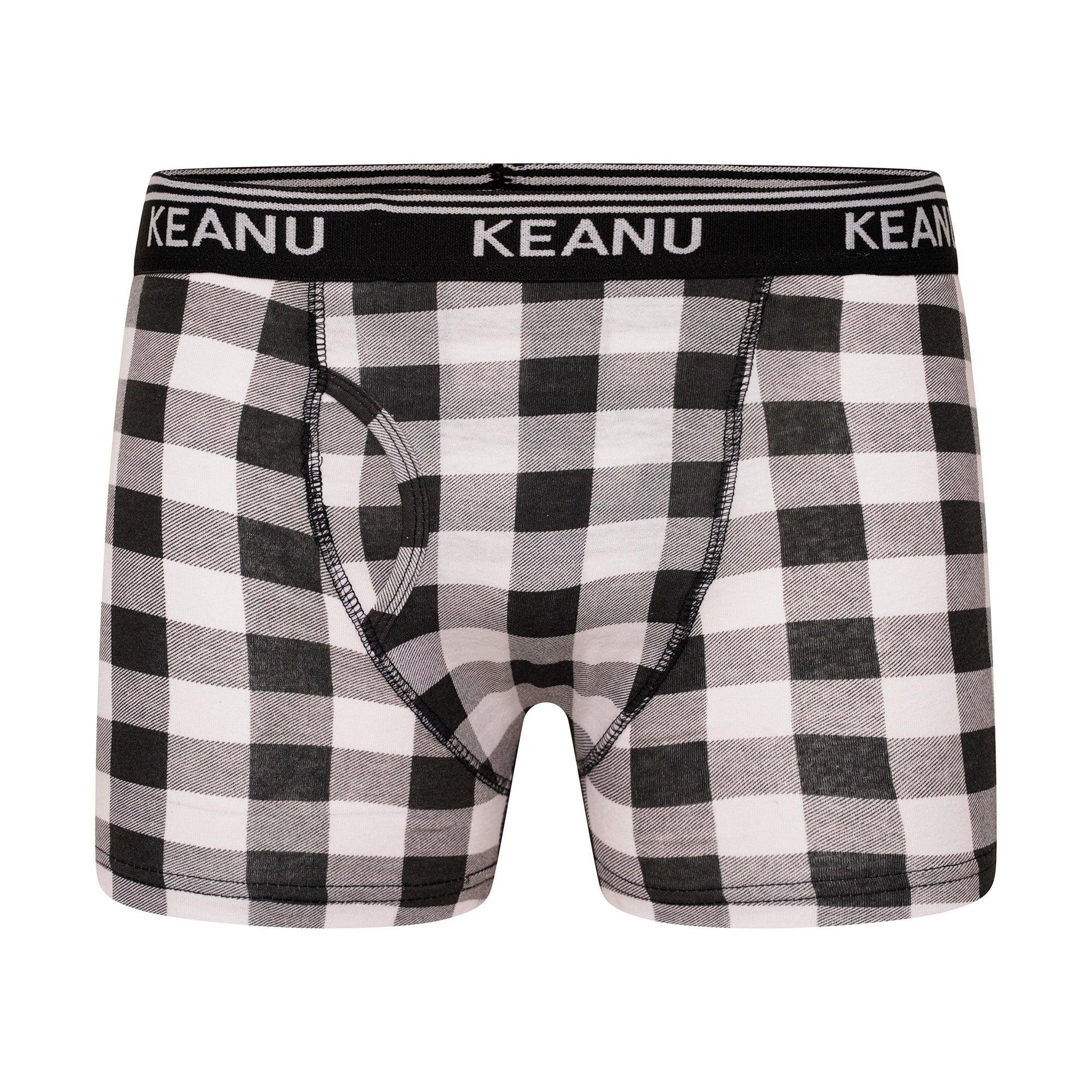 Dark Grey-Royal Blue-Black-White-Red-Light Blue - Lifestyle - Keanu Mens Checked Cotton Blend Boxer Shorts (Pack of 6)