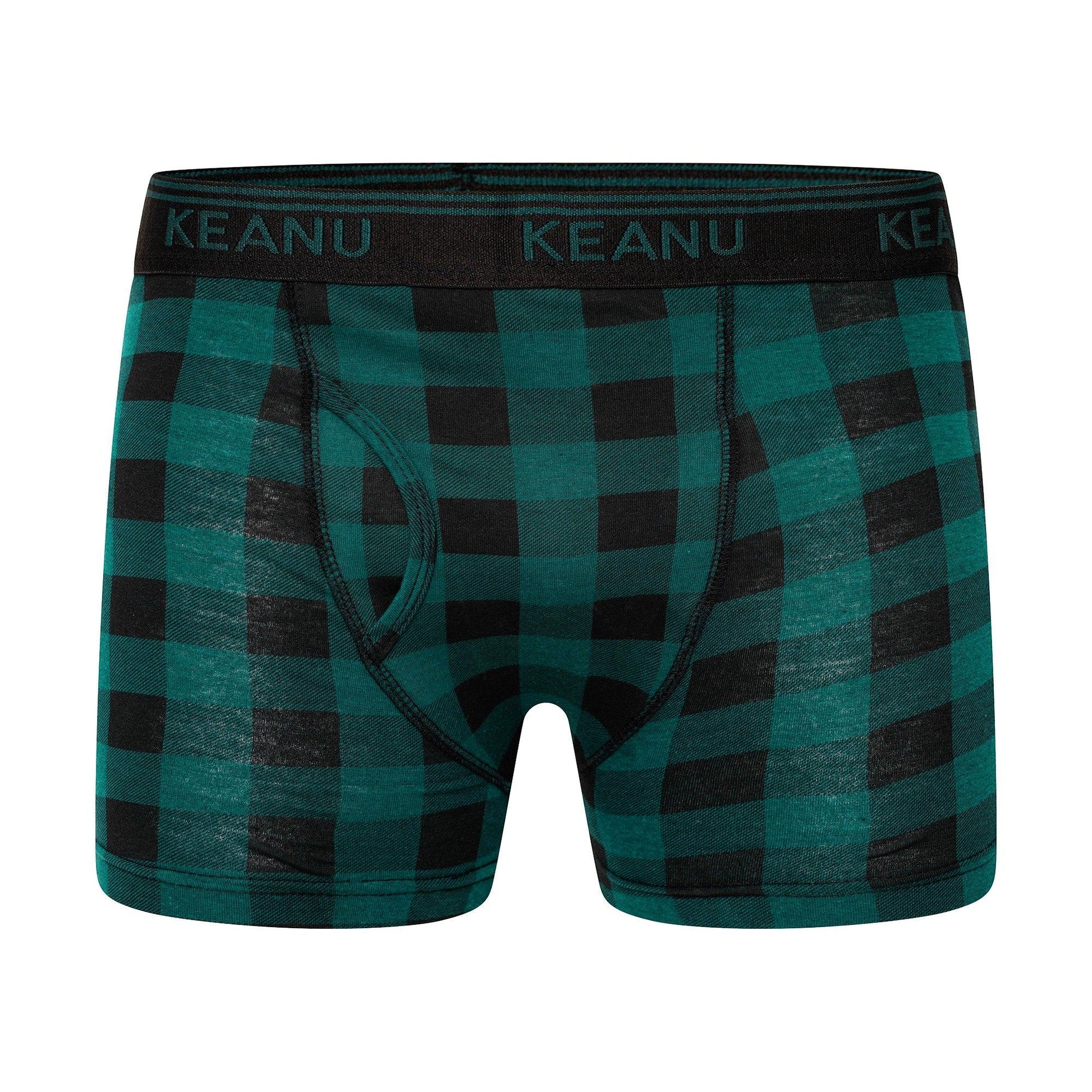 Dark Grey-Royal Blue-Black-White-Red-Light Blue - Pack Shot - Keanu Mens Checked Cotton Blend Boxer Shorts (Pack of 6)