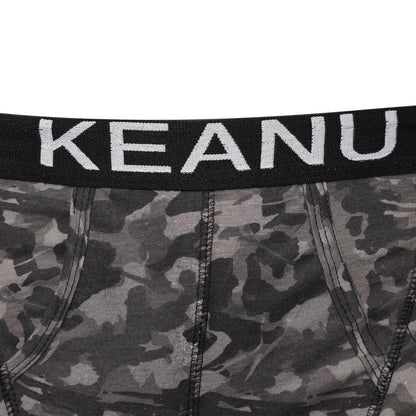 Grey-White-Green-Red-Blue-Olive - Side - Keanu Mens Camouflage Cotton Blend Boxer Shorts (Pack of 6)