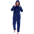 Navy - Front - Keanu Mens Fleece Hooded Pyjama Set