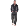 Grey - Side - Keanu Mens Fleece Hooded Pyjama Set