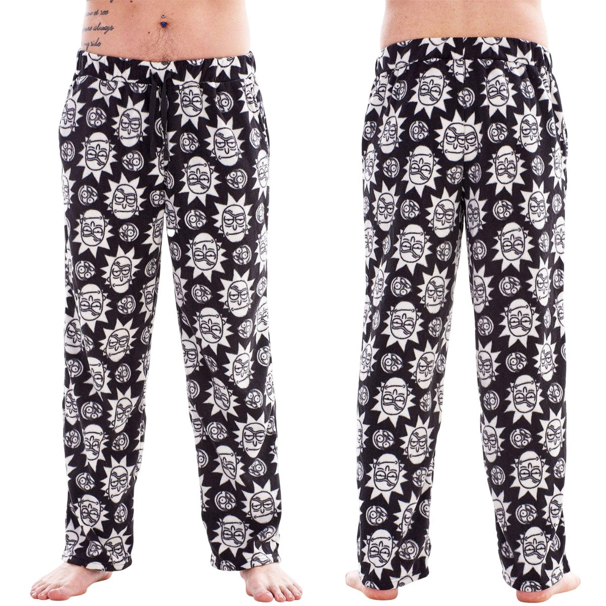 Green-Black-White - Side - Rick And Morty Mens Lounge Pants (Pack of 2)