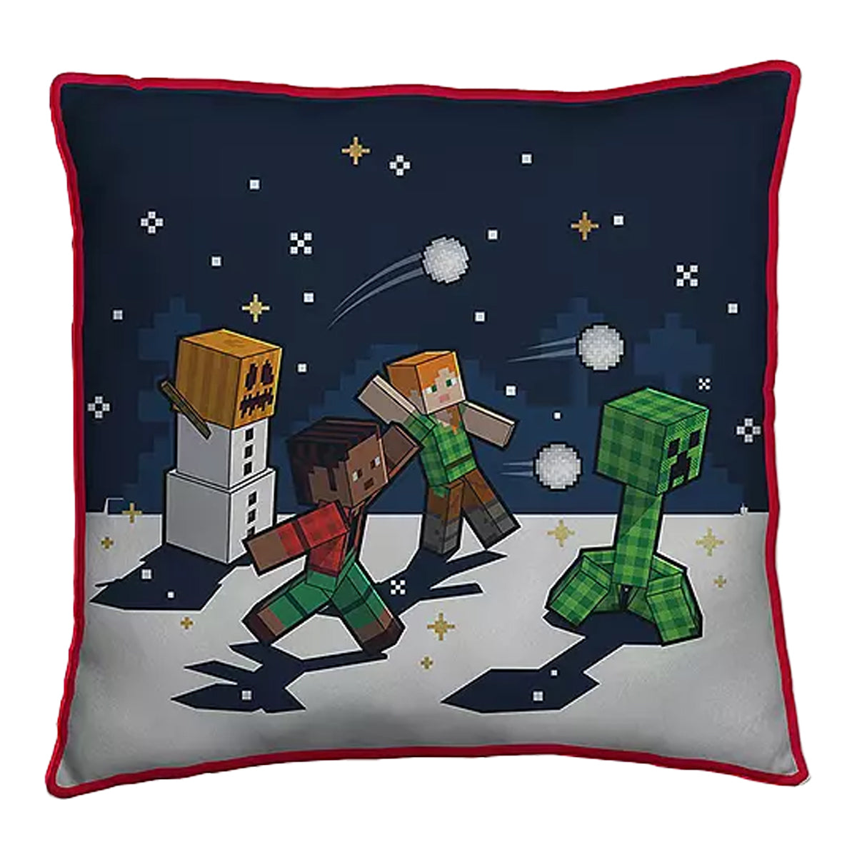 Multicoloured - Back - Minecraft Square Snowy Filled Cushion