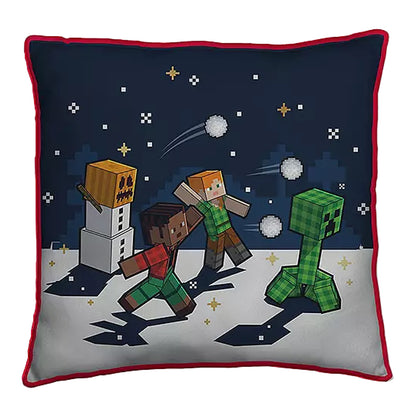 Multicoloured - Back - Minecraft Square Snowy Filled Cushion
