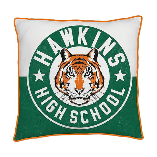 Green-White-Orange - Front - Stranger Things Tigers Square Filled Cushion