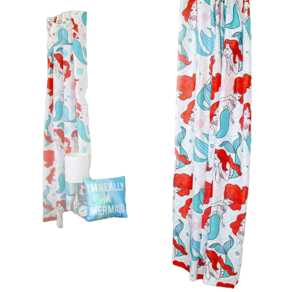 Multicoloured - Back - The Little Mermaid All-Over Print Curtains