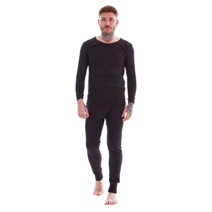 Black - Front - Keanu Mens Heatforce Thermal Bottoms (Pack of 3)