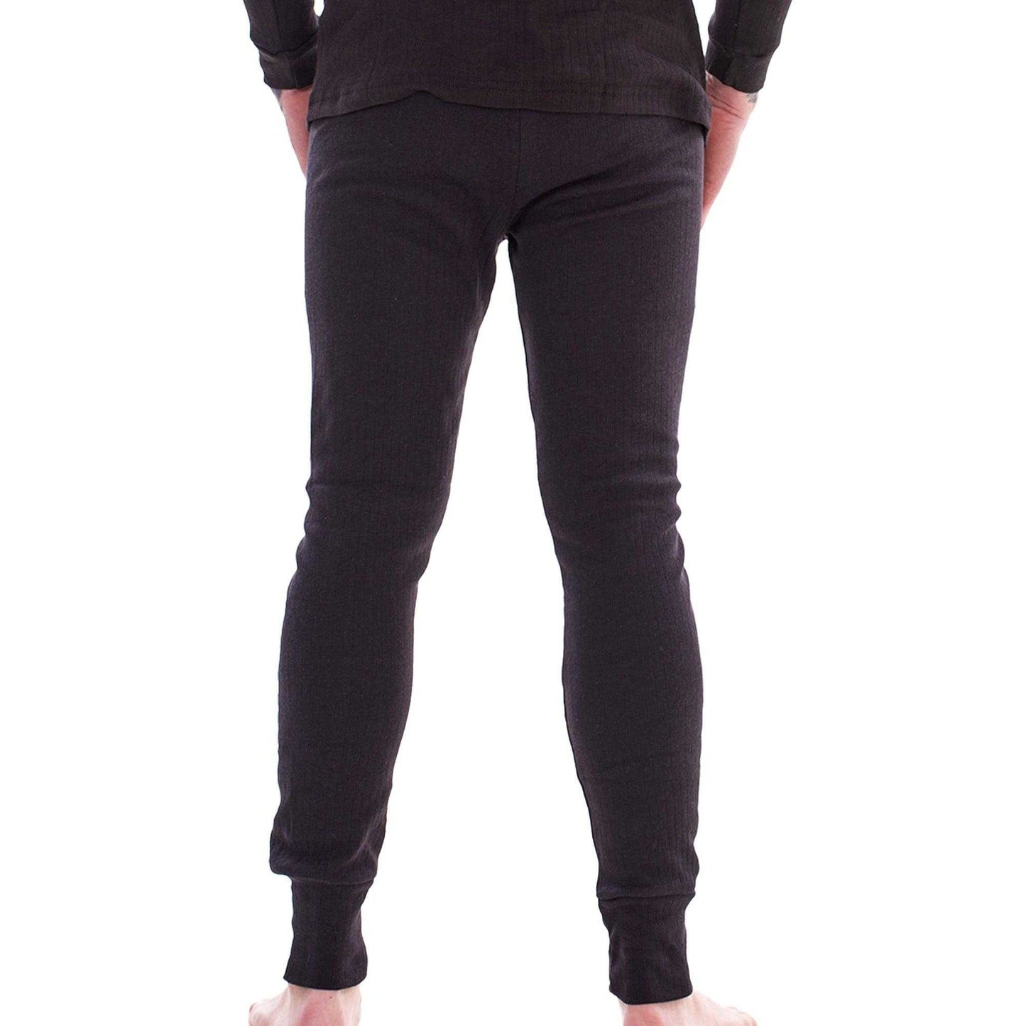 Black - Back - Keanu Mens Heatforce Thermal Bottoms (Pack of 3)