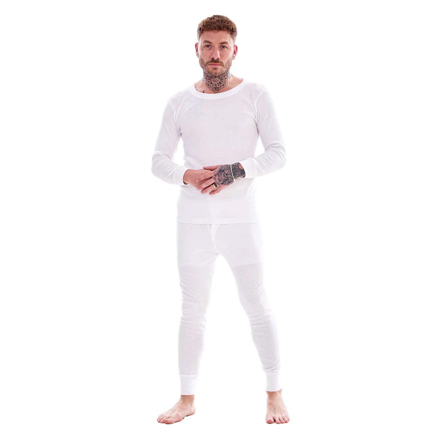 White - Front - Keanu Mens Heatforce Thermal Bottoms (Pack of 3)