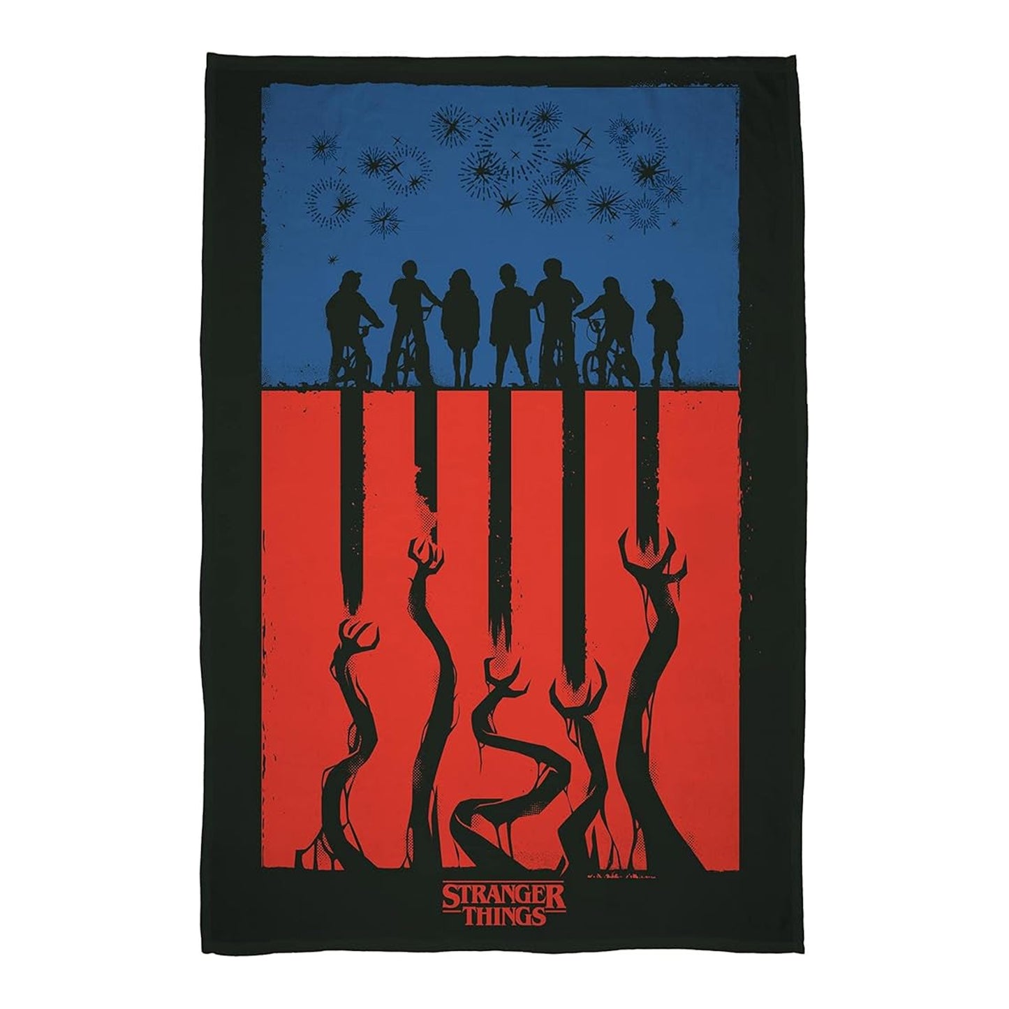 Blue-Red-Black - Front - Stranger Things The Upside Down Fleece Blanket