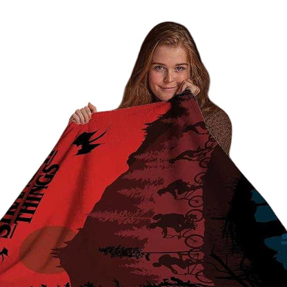 Red-Blue-Black - Back - Stranger Things Midnight Upside Down Fleece Blanket