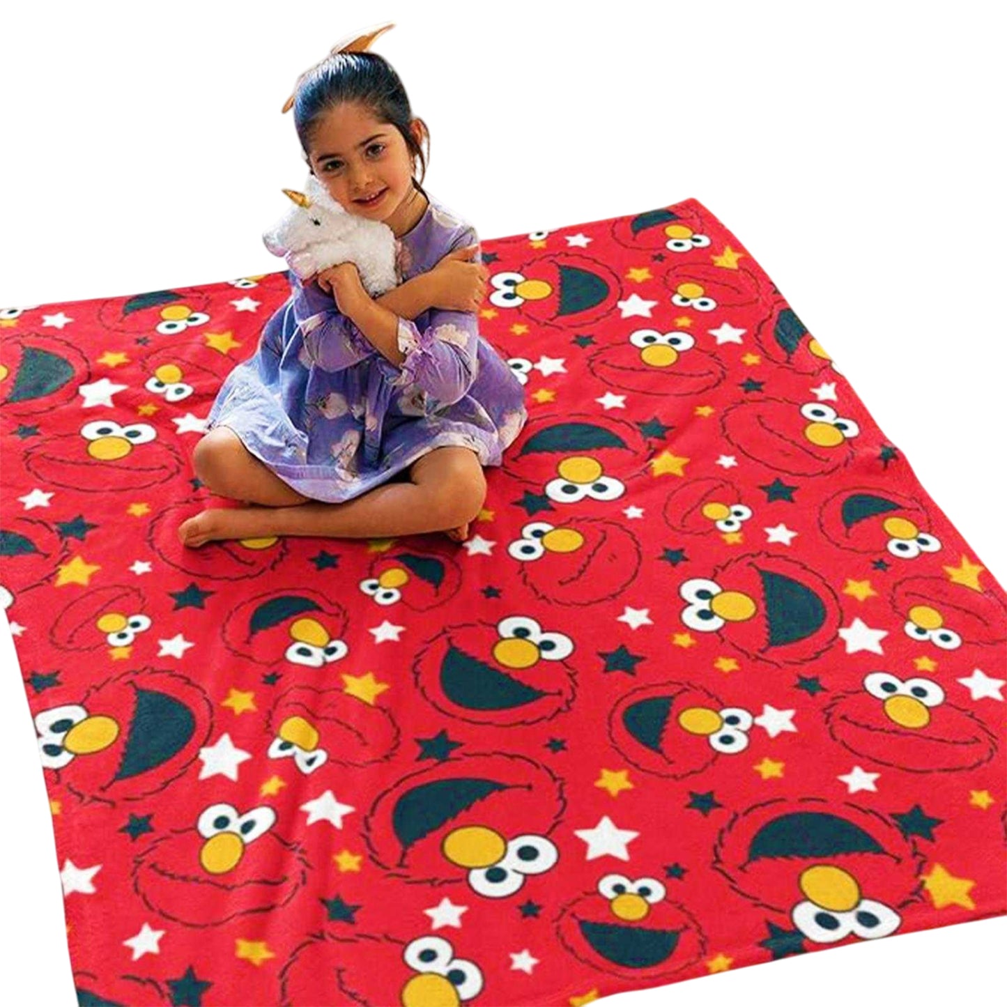 Red-Black-White - Side - Sesame Street Fleece Elmo Blanket