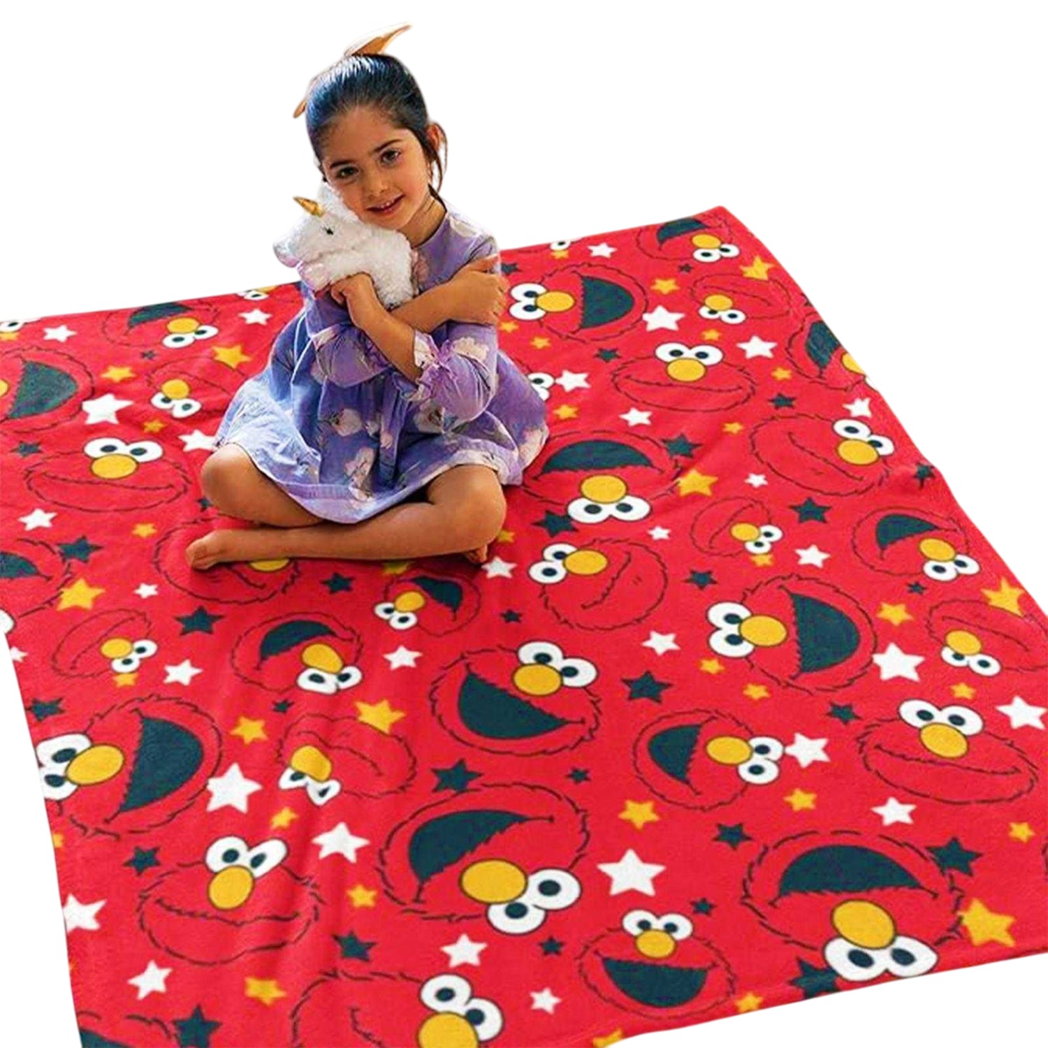 Red-Black-White - Side - Sesame Street Fleece Elmo Blanket