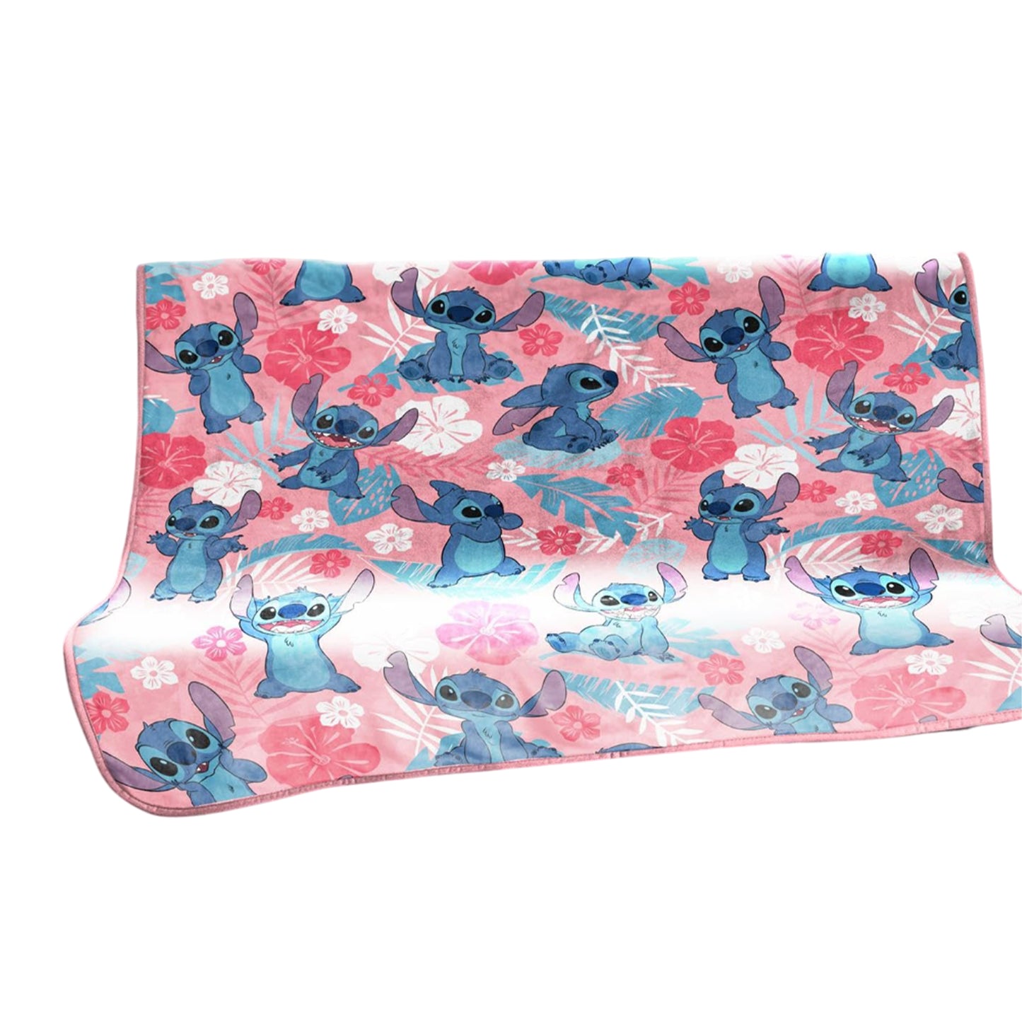 Pink-Blue-Red - Back - Lilo & Stitch Plush Fleece Blanket