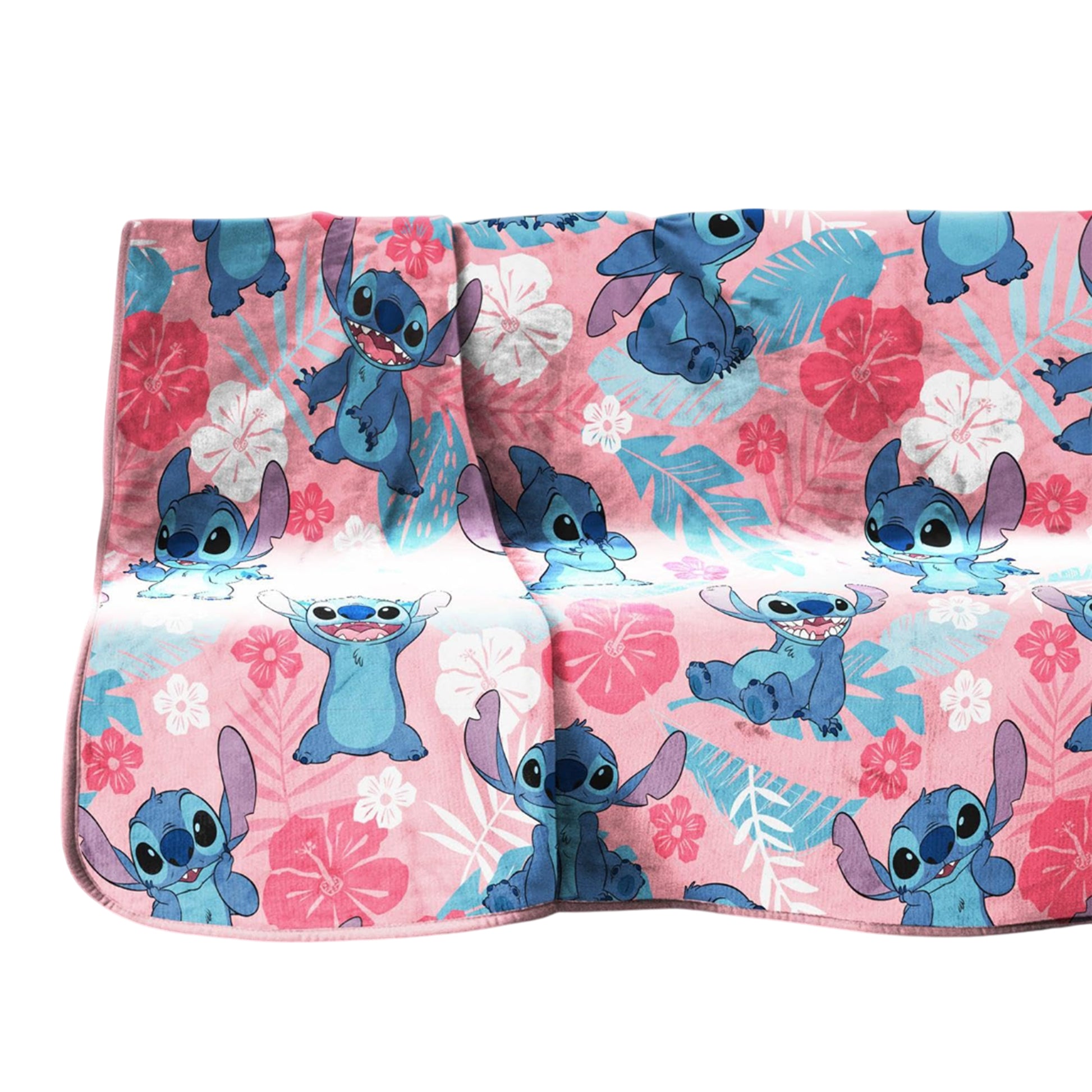 Pink-Blue-Red - Side - Lilo & Stitch Plush Fleece Blanket