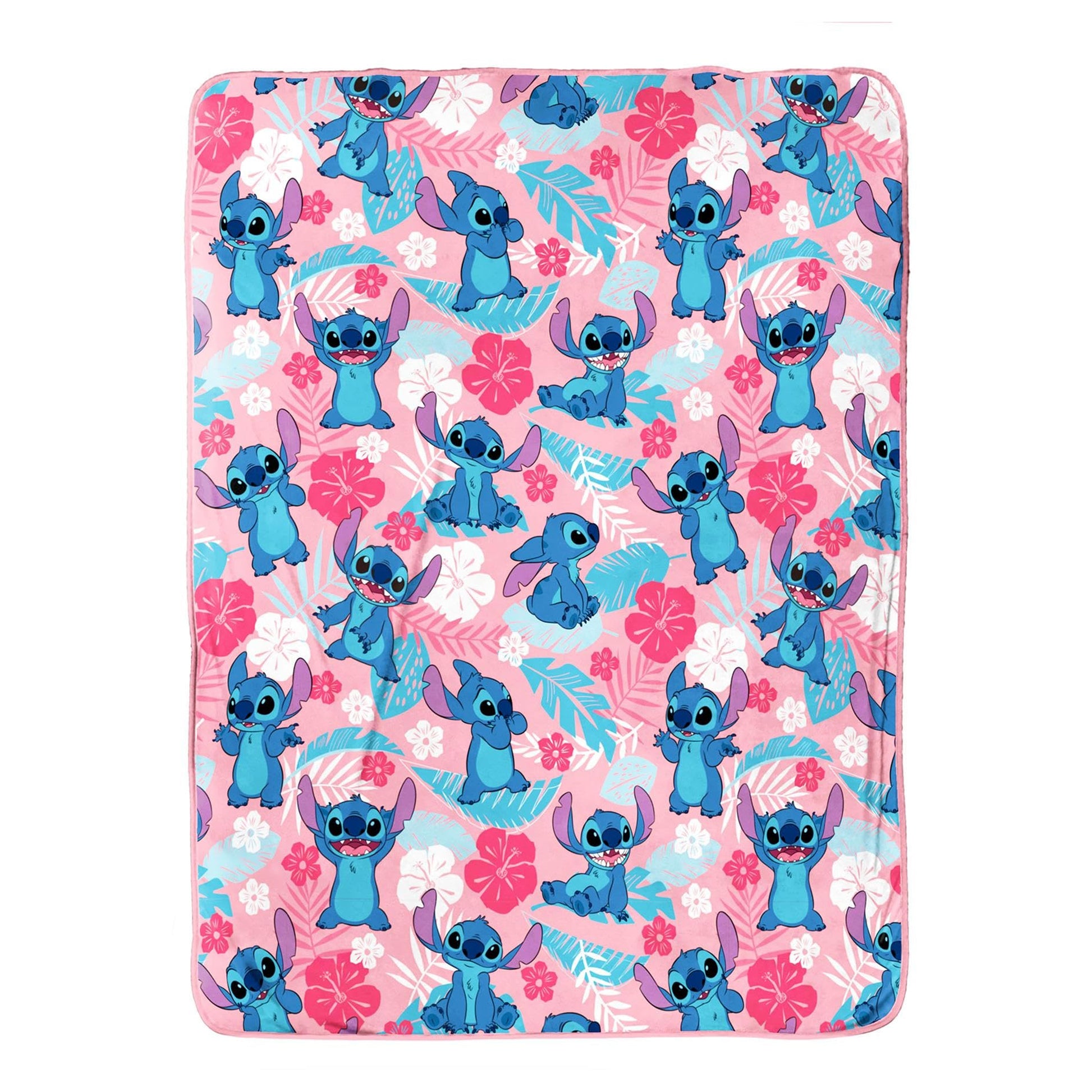 Pink-Blue-Red - Front - Lilo & Stitch Plush Fleece Blanket