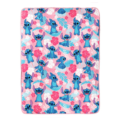Pink-Blue-Red - Front - Lilo & Stitch Plush Fleece Blanket