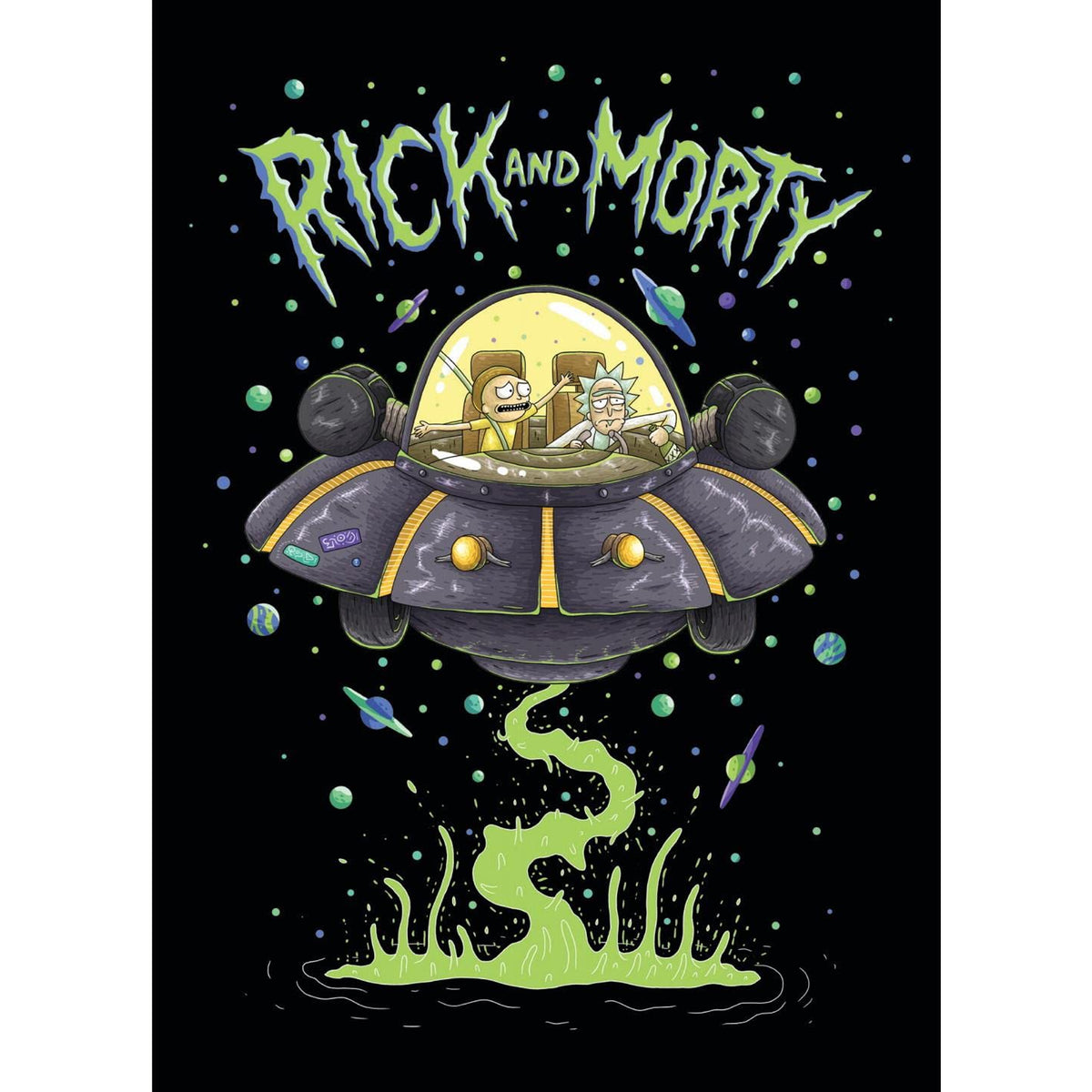 Multicoloured - Front - Rick And Morty UFO Space Cruiser Fleece Blanket