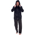 Black - Front - Keanu Mens Checked Zipped Long Pyjama Set