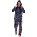 Charcoal - Side - Keanu Mens Checked Microfleece Zipped Long Pyjama Set