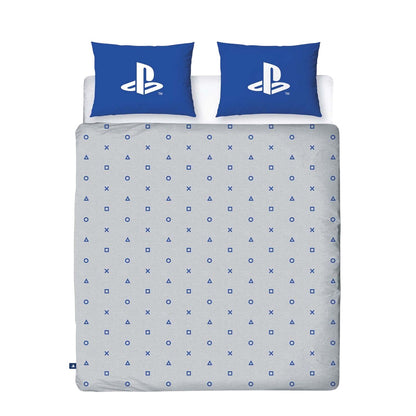 White-Blue - Pack Shot - Playstation Controller Buttons Reversible Duvet Set