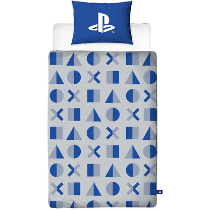 White-Blue - Back - Playstation Controller Buttons Reversible Duvet Set