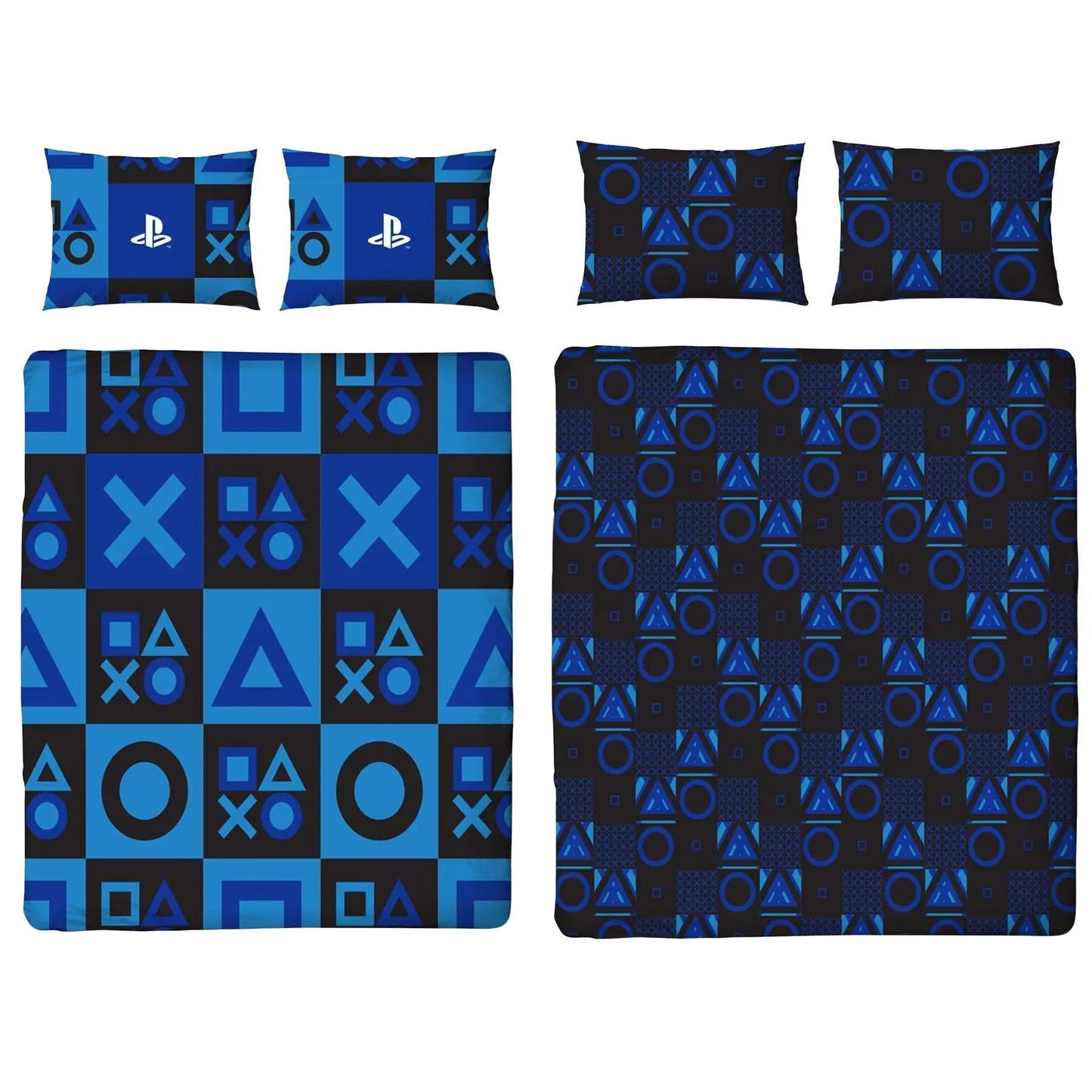 Blue - Back - Playstation Checked Reversible Duvet Set