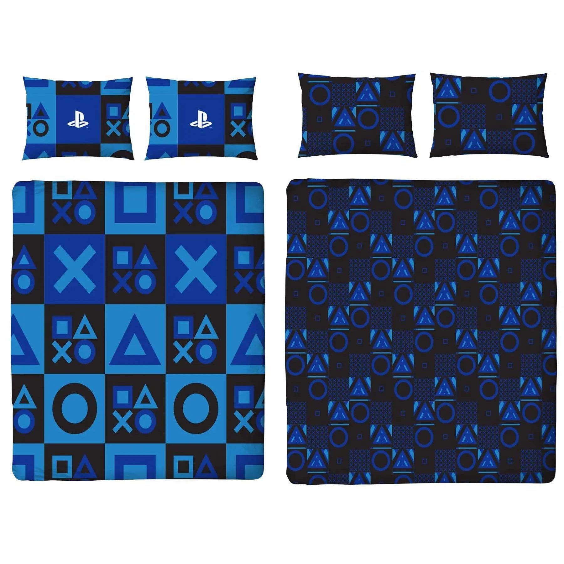 Blue - Back - Playstation Checked Reversible Duvet Set