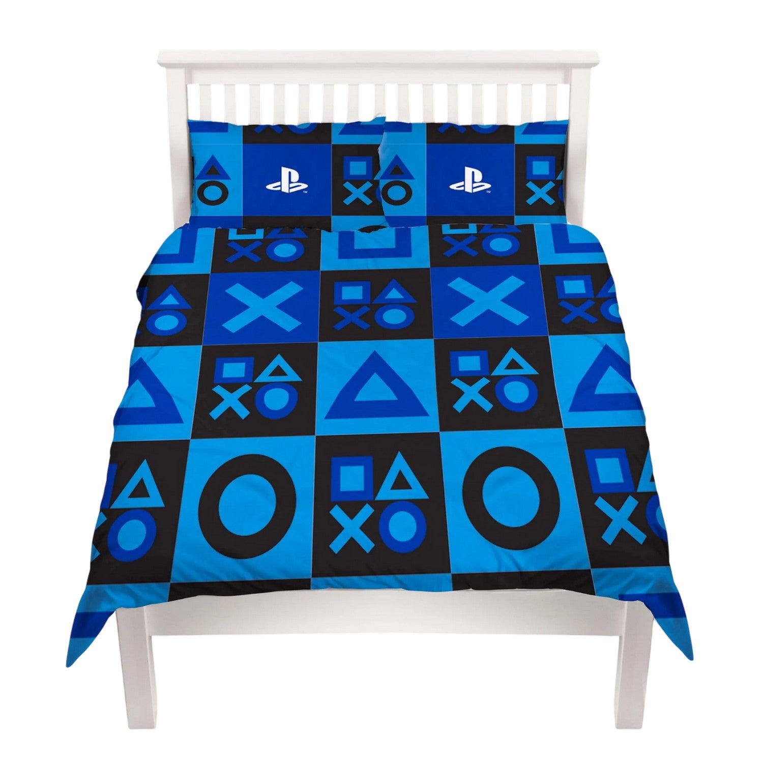 Blue - Pack Shot - Playstation Checked Reversible Duvet Set