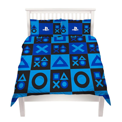 Blue - Pack Shot - Playstation Checked Reversible Duvet Set
