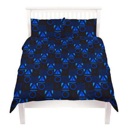 Blue - Close up - Playstation Checked Reversible Duvet Set