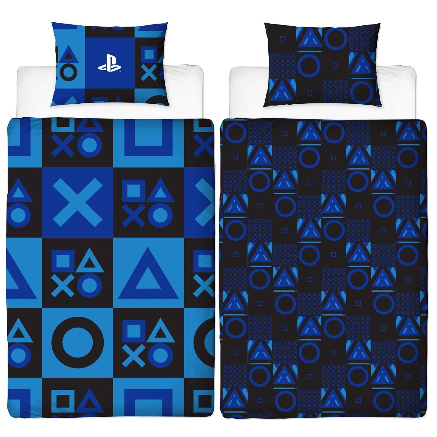 Blue - Front - Playstation Checked Reversible Duvet Set