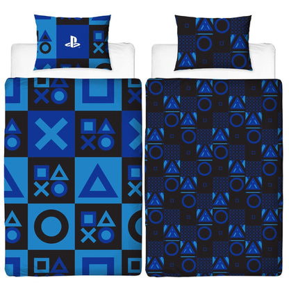Blue - Front - Playstation Checked Reversible Duvet Set