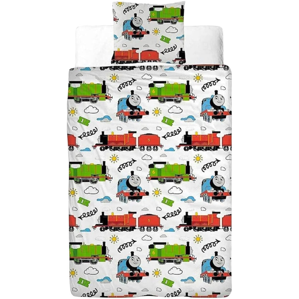 Green-White - Side - Thomas & Friends Childrens-Kids Let´s Go Discover Reversible Duvet Set