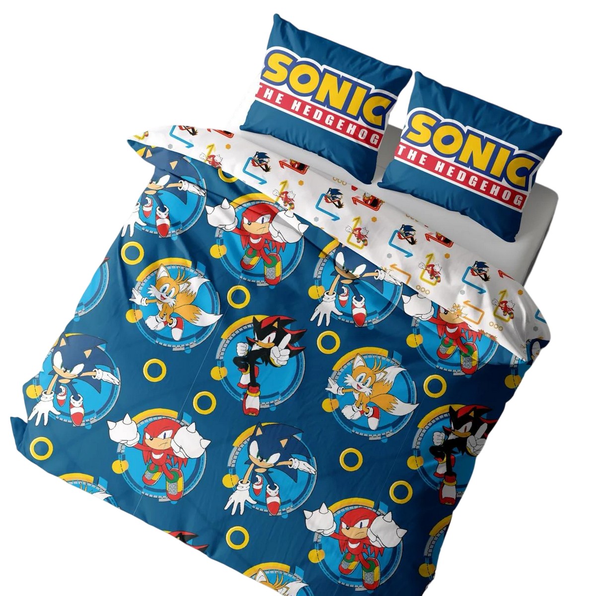 Blue - Lifestyle - Sonic The Hedgehog Rings Reversible Duvet Set