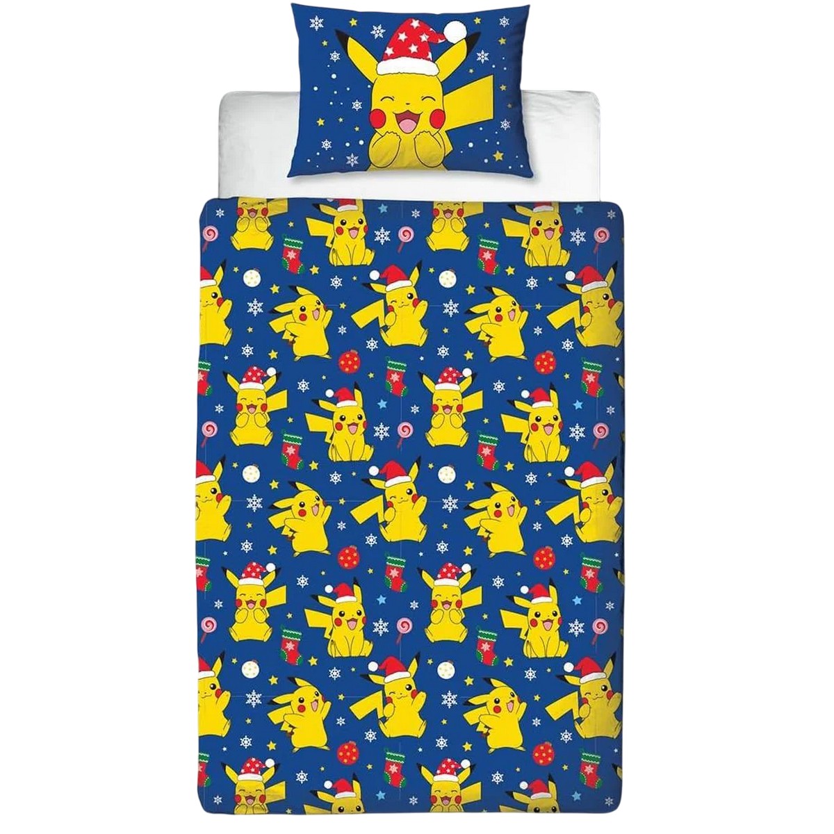 Blue-Yellow - Back - Pokemon Christmas Reversible Duvet Set