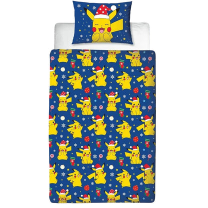 Blue-Yellow - Back - Pokemon Christmas Reversible Duvet Set