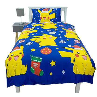 Blue-Yellow - Side - Pokemon Christmas Reversible Duvet Set
