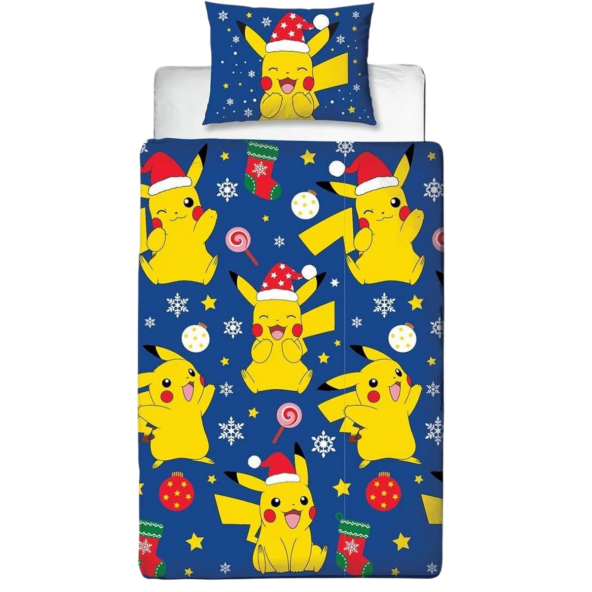 Blue-Yellow - Front - Pokemon Christmas Reversible Duvet Set