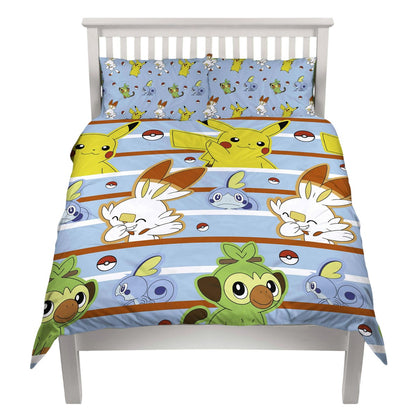 Blue-Yellow - Side - Pokemon Characters Reversible Duvet Set