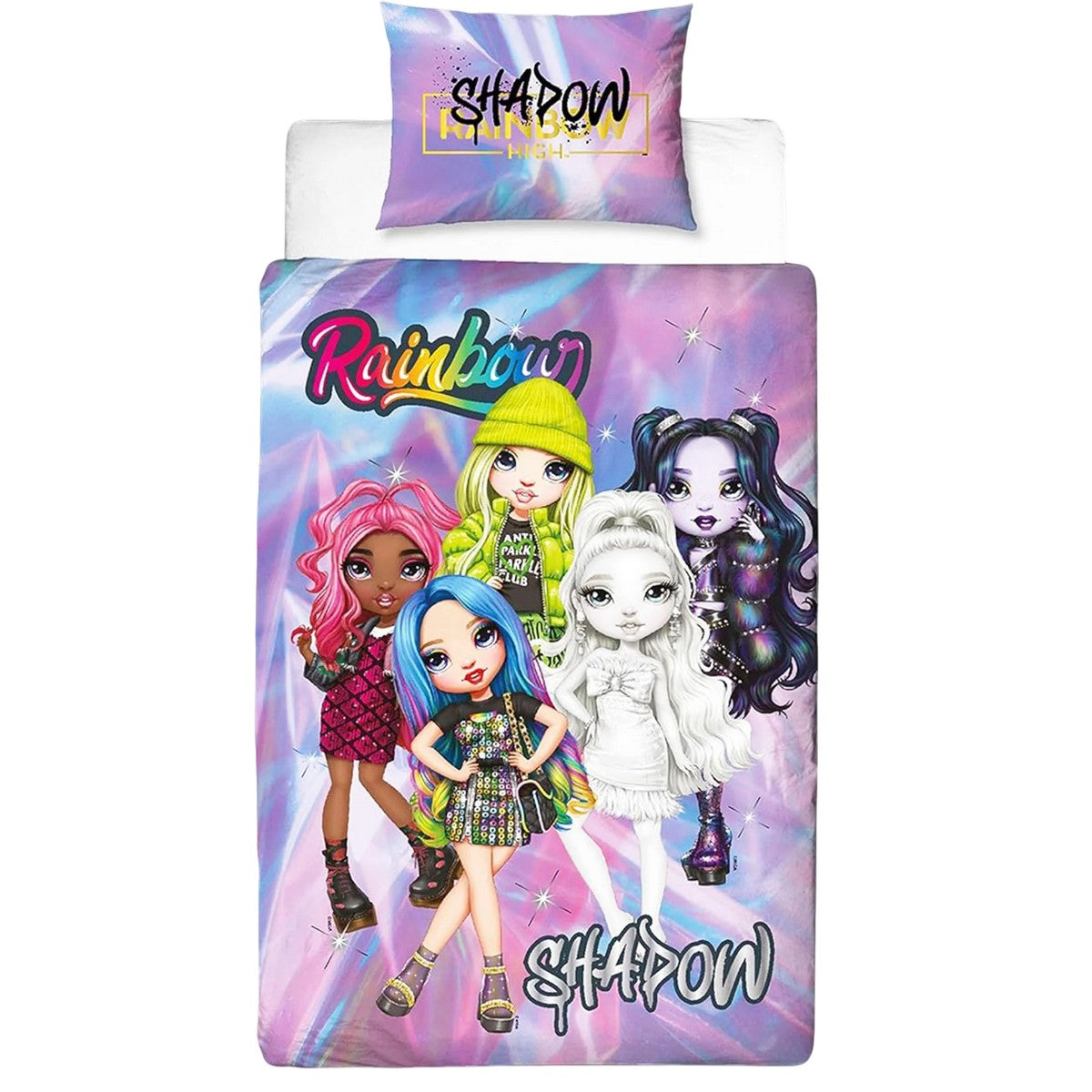 Pink-Multicoloured - Back - Rainbow High Shadow High Dolls Reversible Duvet Set