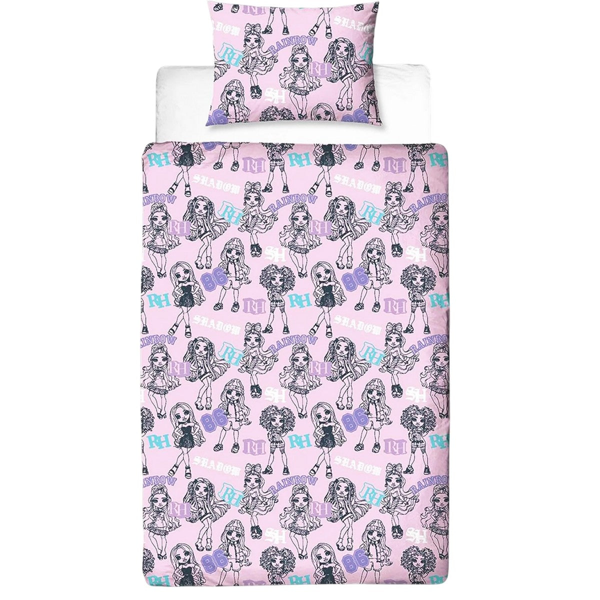 Pink-Multicoloured - Side - Rainbow High Shadow High Dolls Reversible Duvet Set