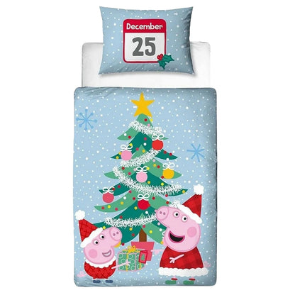 Blue-Red - Back - Peppa Pig Santa Reversible Duvet Set