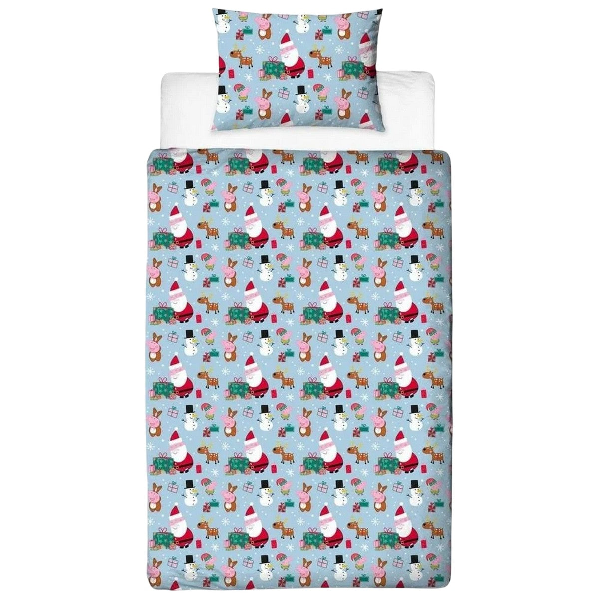 Blue-Red - Side - Peppa Pig Santa Reversible Duvet Set