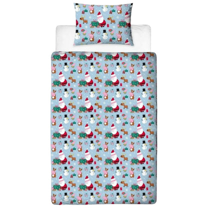 Blue-Red - Side - Peppa Pig Santa Reversible Duvet Set