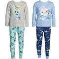 Blue-Grey - Front - Bluey Childrens-Kids Characters Long Pyjama Set