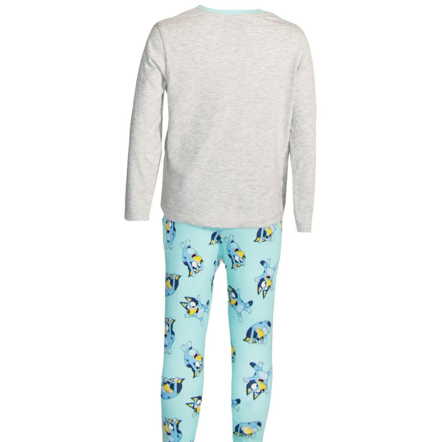 Blue-Grey - Back - Bluey Childrens-Kids Characters Long Pyjama Set