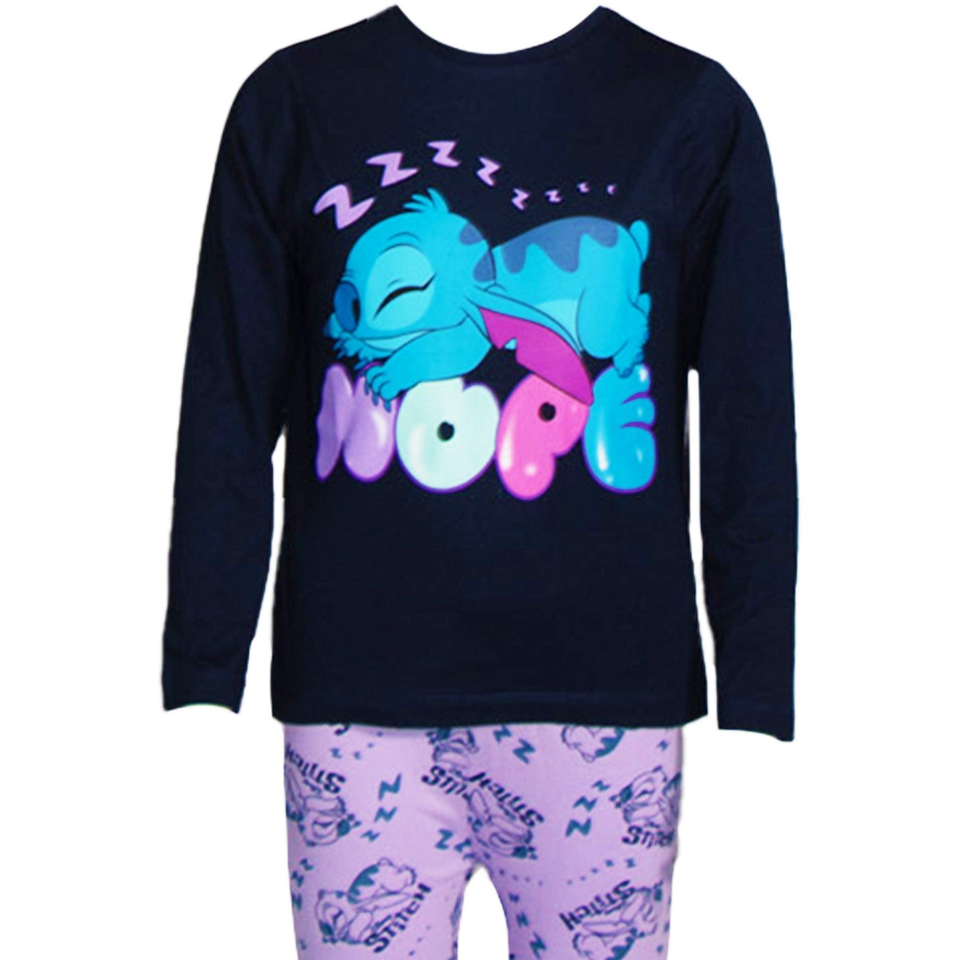 Navy-Purple - Lifestyle - Lilo & Stitch Childrens-Kids Angel Long Pyjama Set