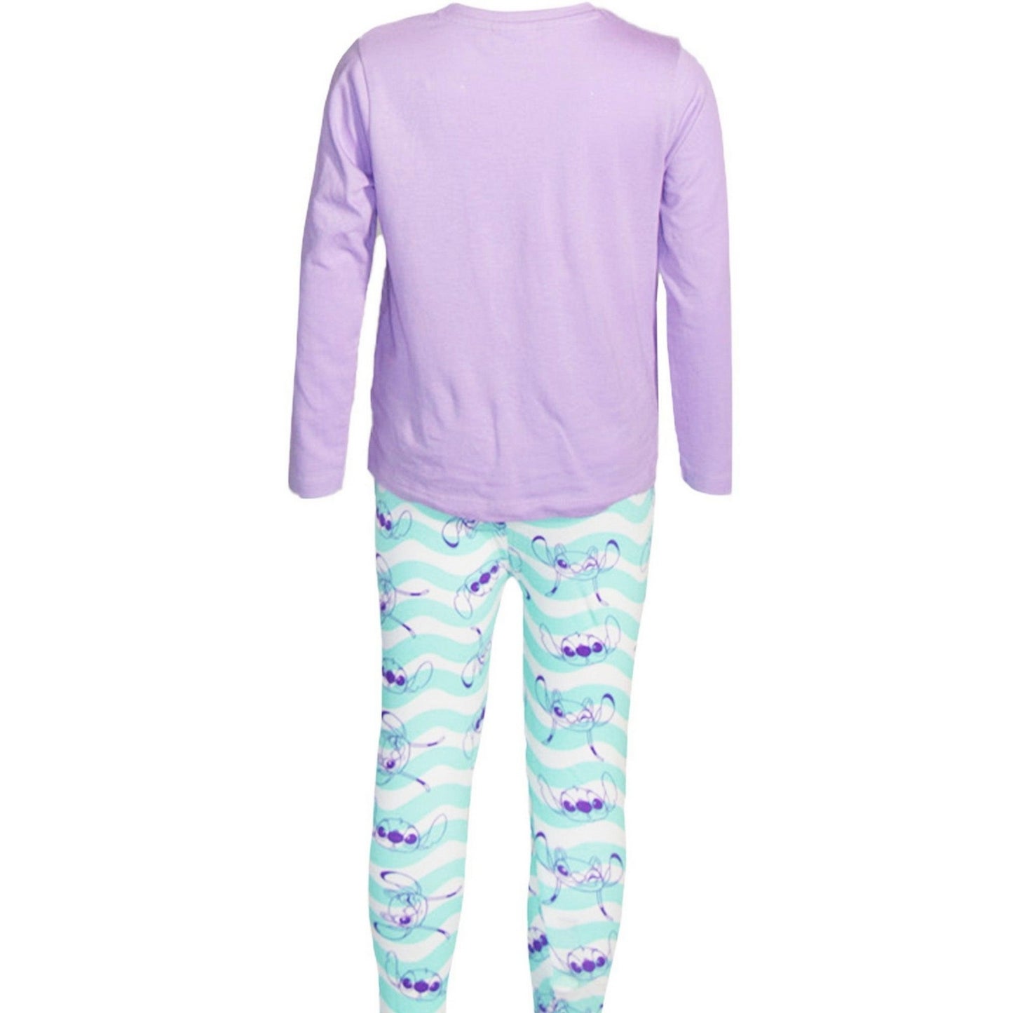 Navy-Purple - Back - Lilo & Stitch Childrens-Kids Angel Long Pyjama Set